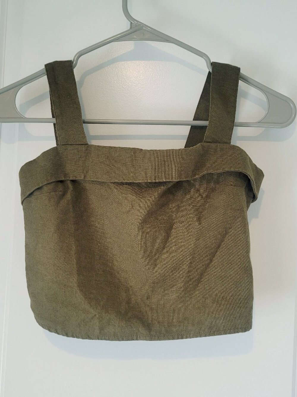 Abercrombie & Fitch Olive Green Linen-Blend Crop Top